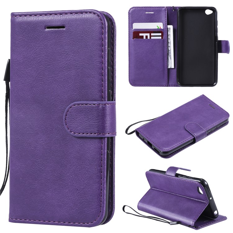 Leather Stand Case with Card Slots for Xiaomi Redmi Go - Purple-1