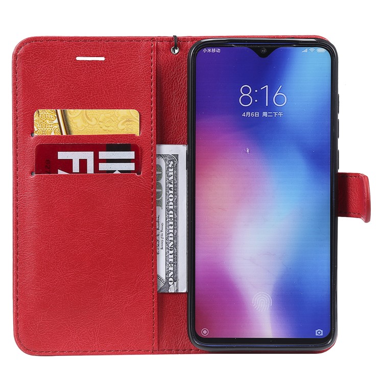 Wallet Leather Phone Case for Xiaomi Mi 9 - Red-4