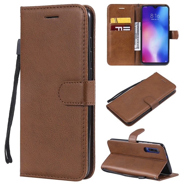 Wallet Leather Phone Case for Xiaomi Mi 9 - Brown-1