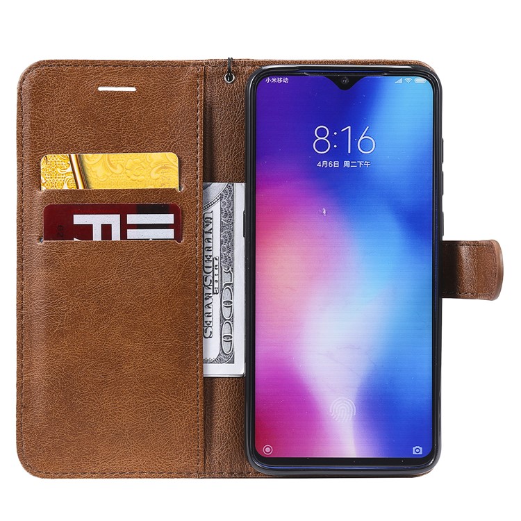 Wallet Leather Phone Case for Xiaomi Mi 9 - Brown-4