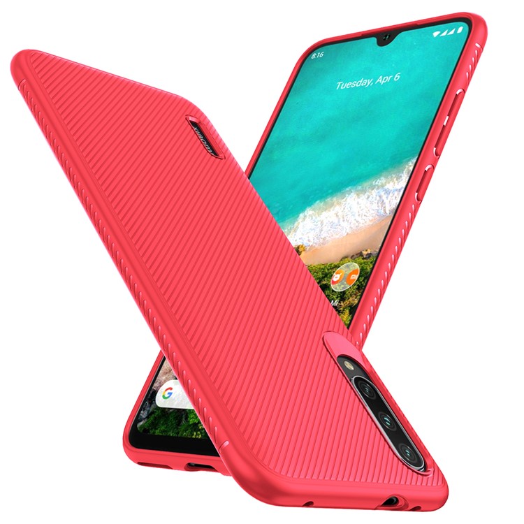 Jazz Series Twill Texture TPU Phone Shell for Xiaomi Mi CC9e/A3 - Red-1