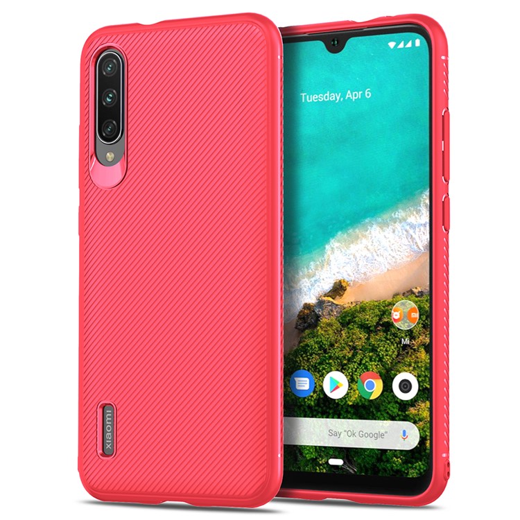 Jazz Series Twill Texture TPU Phone Shell for Xiaomi Mi CC9e/A3 - Red-2