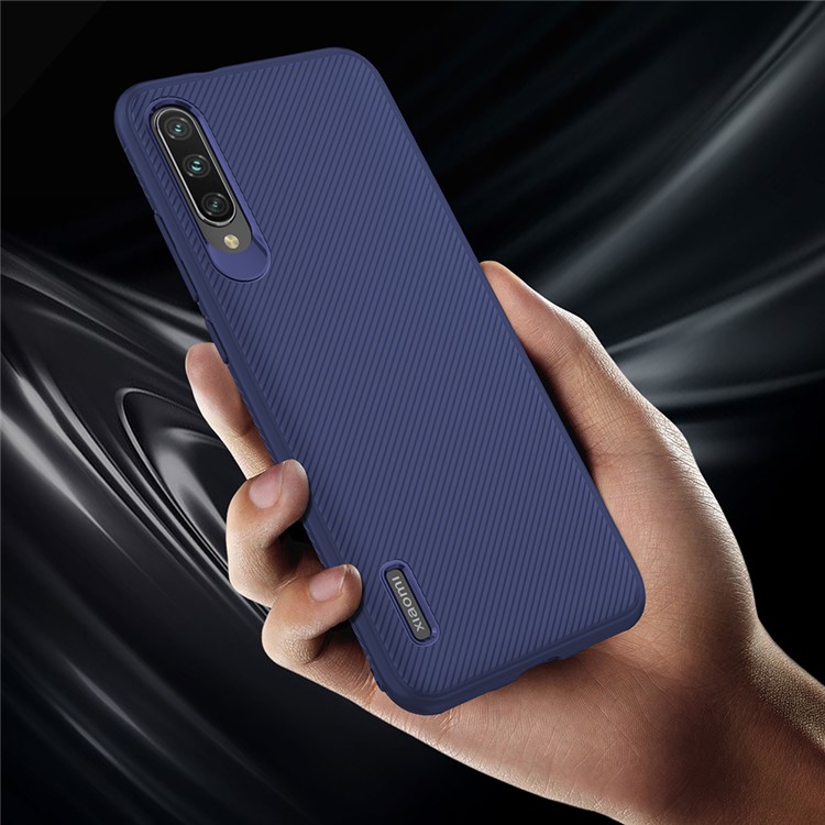 Concha Do Telefone Da Textura Da Sarja Da Série Do Jazz TPU Para Xiaomi Mi Cc9e / A3 - Azul-5