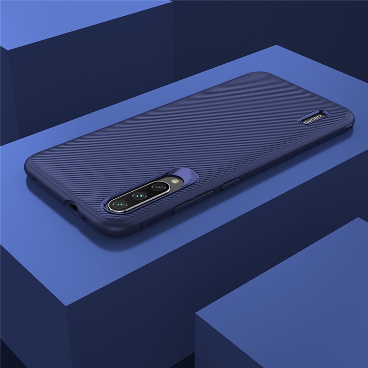 Concha Do Telefone Da Textura Da Sarja Da Série Do Jazz TPU Para Xiaomi Mi Cc9e / A3 - Azul-7