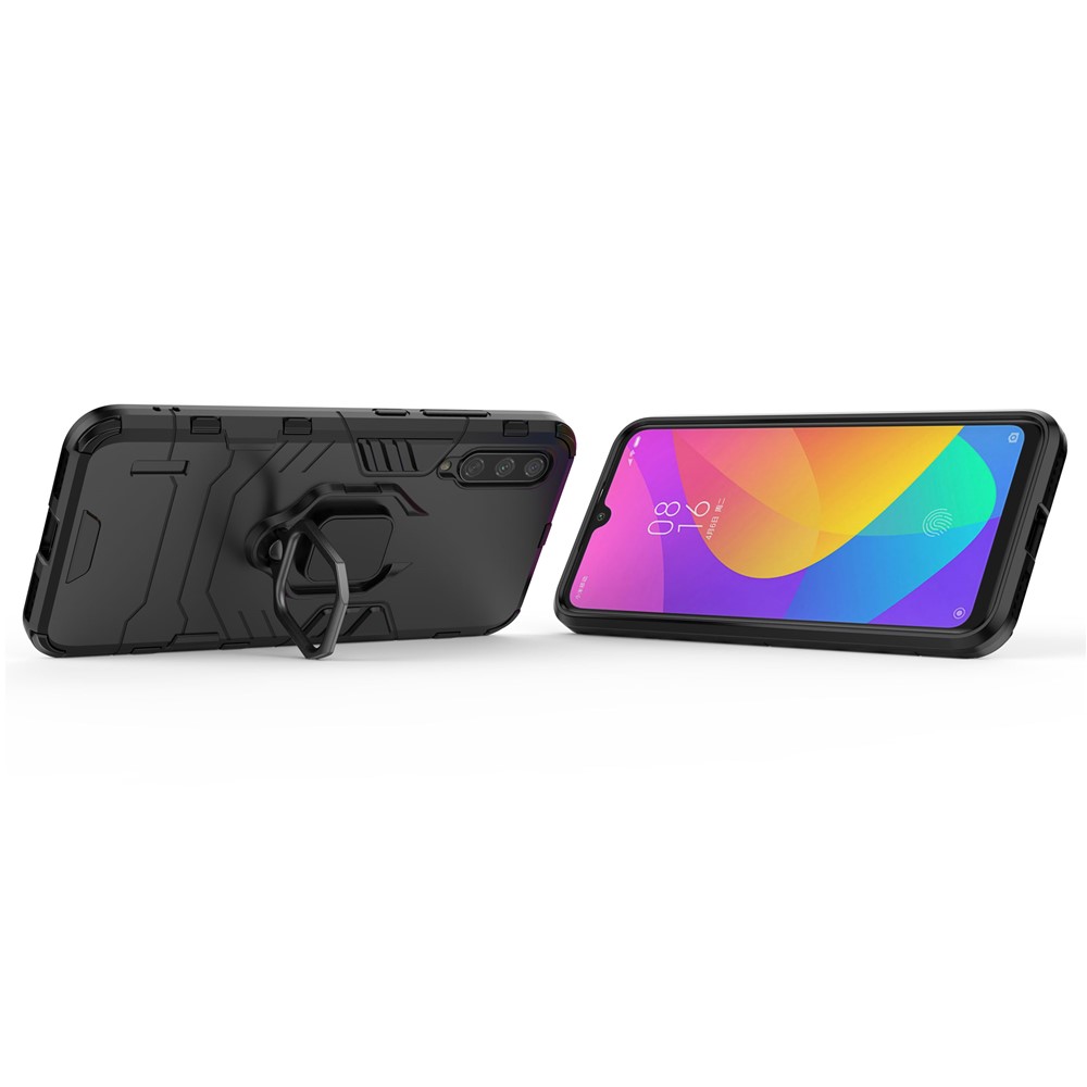 Caixa Híbrida de Plástico + TPU Com Kickstand Para Xiaomi Mi Cc9e / Mi A3 - Preto