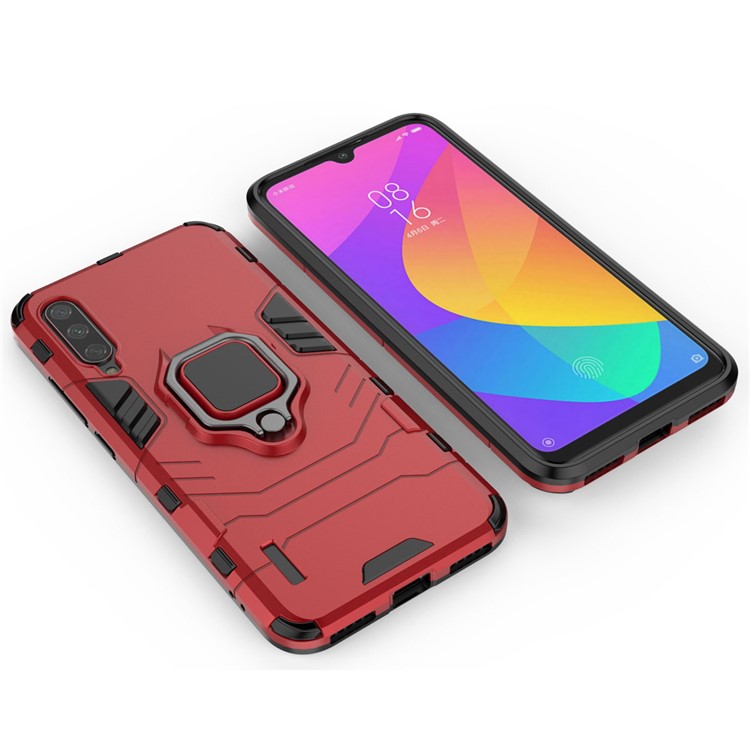Coque Hybride Plastique + TPU Avec Béquille Pour Xiaomi Mi Cc9e / Mi A3 - Rouge-3