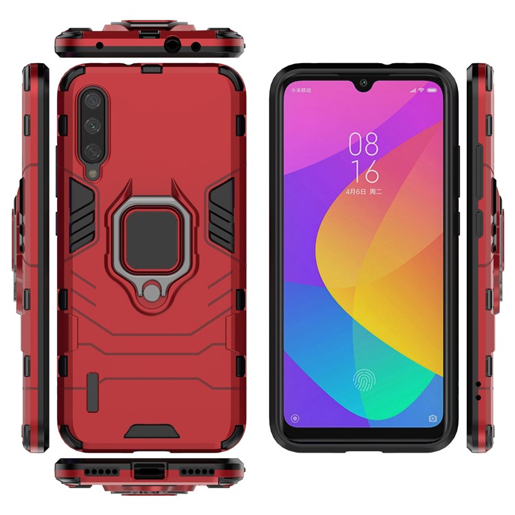 Coque Hybride Plastique + TPU Avec Béquille Pour Xiaomi Mi Cc9e / Mi A3 - Rouge-5