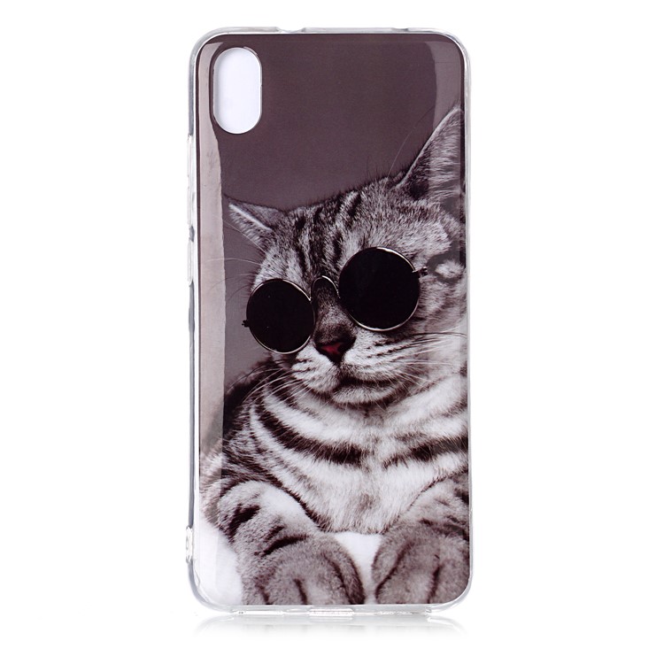 Pattern Printing IMD TPU Case for Xiaomi Redmi 7A - Cat Wearing Glasses-2