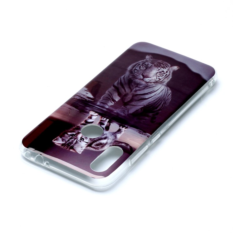 Pattern Printing IMD TPU Protective Cell Phone Casing for Xiaomi Redmi Note 7 / Note 7 Pro (India) / Note 7S - Cat and Tiger-4
