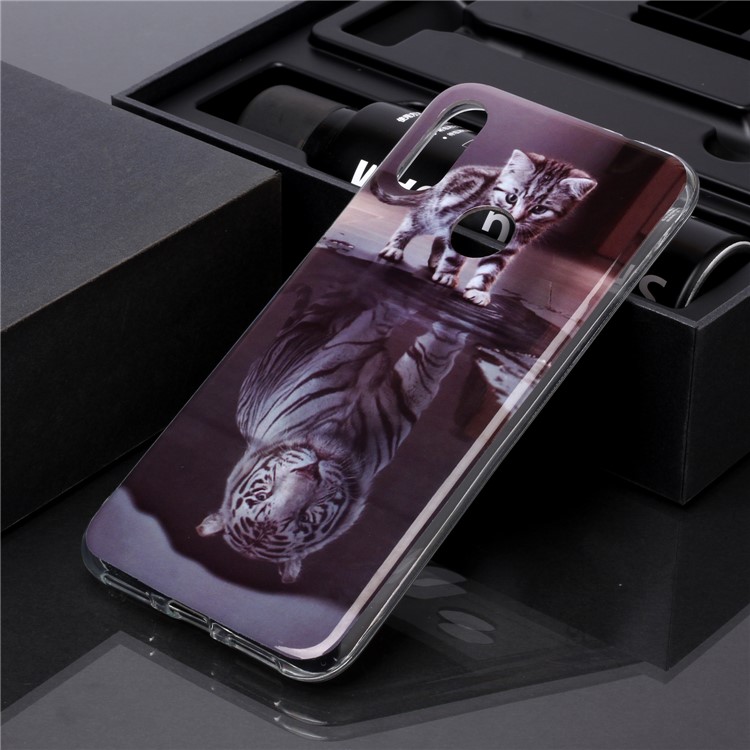 Pattern Printing IMD TPU Protective Cell Phone Casing for Xiaomi Redmi Note 7 / Note 7 Pro (India) / Note 7S - Cat and Tiger-5