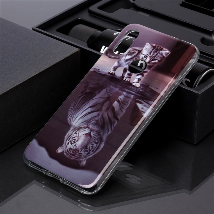 Imprimerie de Modèle IMD TPU Protection de Protection du Téléphone Portable Pour Xiaomi Redmi Note 7 / Note 7 Pro (inde) / Note 7s - Chat et Tigre