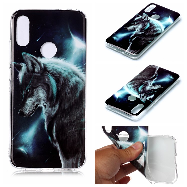 Pattern Printing IMD TPU Protective Cell Phone Casing for Xiaomi Redmi Note 7 / Note 7 Pro (India) / Note 7S - Wolf-1