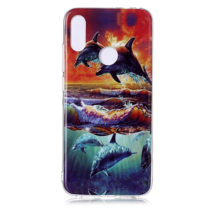 Pattern Printing IMD TPU Protective Cell Phone Casing for Xiaomi Redmi Note 7 / Note 7 Pro (India) / Note 7S - Dolphins-2