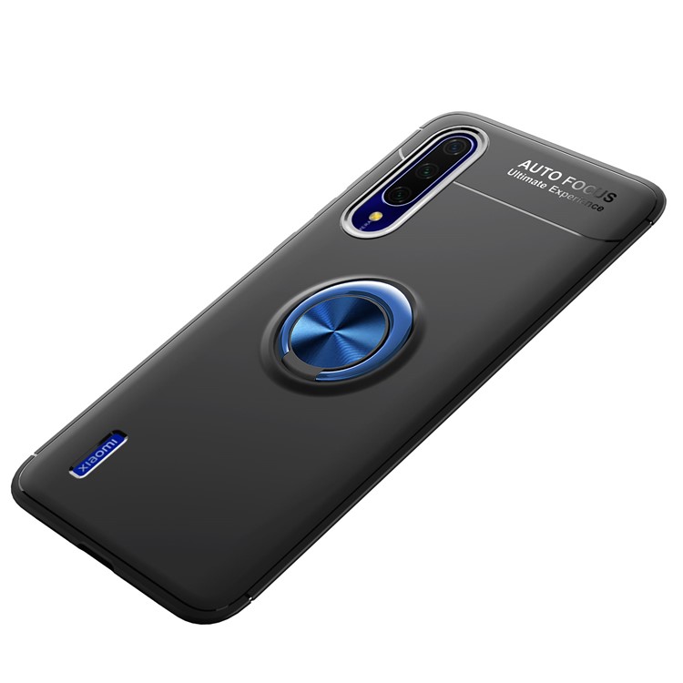 Anneau de Doigt Feuille Métallique Intégrée Kickstand TPU Case de Téléphone Portable Pour Xiaomi Mi 9 Lite / Mi CC9 / mi CC9 Meitu Edition - le Noir / Bleu