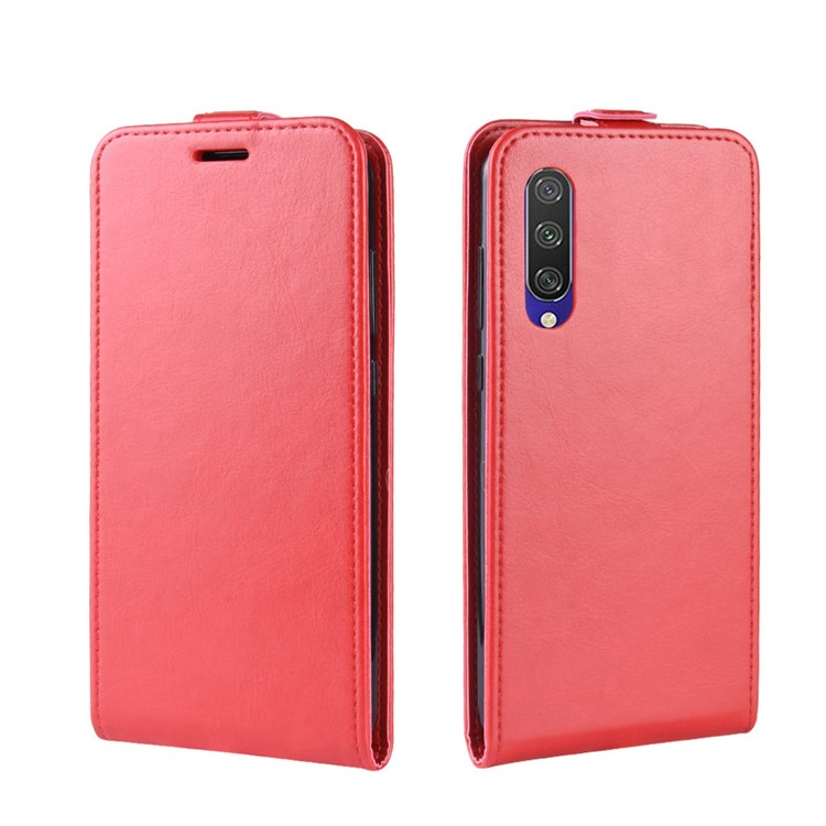 Crazy Horse Surface Vertical Leather Casing with Card Slot for Xiaomi Mi CC9e / Mi A3 - Red-4