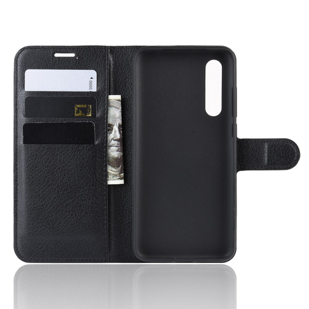 Litchi Skin Leather Willet Stand Celebe Cell Telep Para Xiaomi Mi Cc9e/mi A3 - Negro