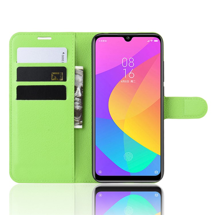 Litchi Skin Leather Wallet Stand Cell Phone Case for Xiaomi Mi CC9e/Mi A3 - Green-4