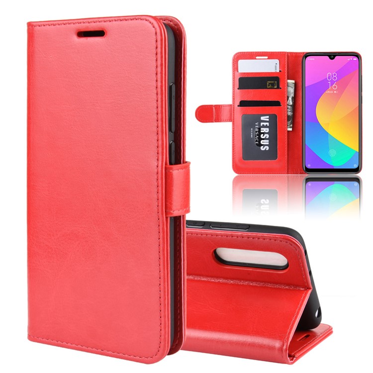 Crazy Horse Leather Wallet Stand Phone Case for Xiaomi Mi CC9e / Mi A3 - Red-2