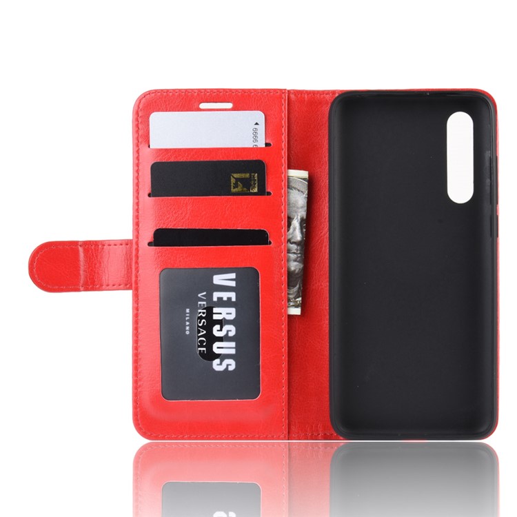 Crazy Horse Leather Wallet Stand Phone Case for Xiaomi Mi CC9e / Mi A3 - Red-5