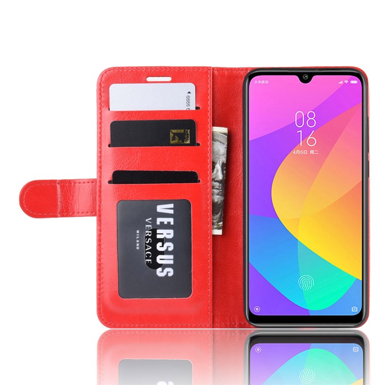 Crazy Horse Leather Wallet Stand Phone Case for Xiaomi Mi CC9e / Mi A3 - Red-6