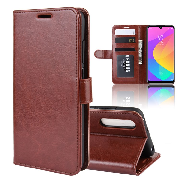 Crazy Horse Leather Wallet Stand Phone Case for Xiaomi Mi CC9e / Mi A3 - Brown-2