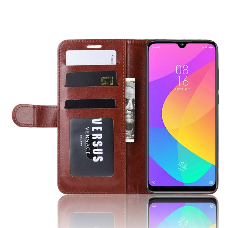 Crazy Horse Leather Wallet Stand Phone Case for Xiaomi Mi CC9e / Mi A3 - Brown-6