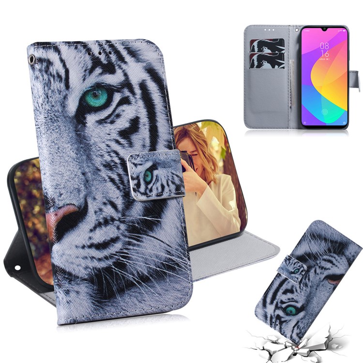 Printing Skin Leather Phone Shell Case for Xiaomi Mi CC9e / Mi A3 - Tiger-1