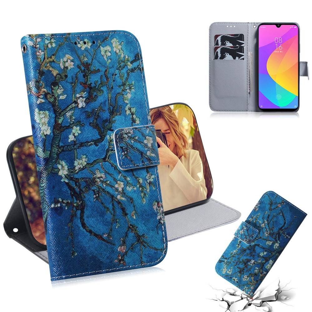 Printing Skin Leather Phone Shell Case for Xiaomi Mi CC9e / Mi A3 - Tree with Flowers-1
