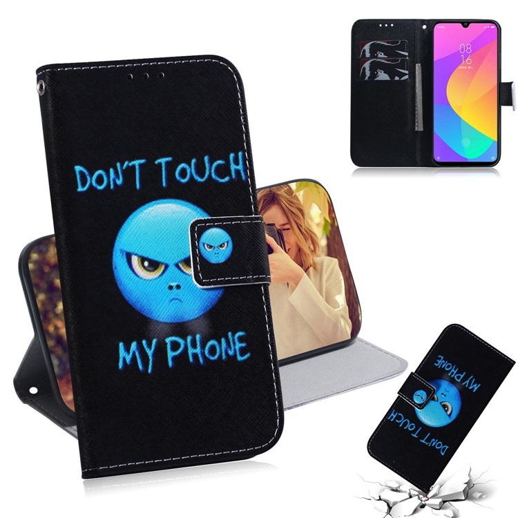 Printing Skin Leather Wallet Phone Case Shell with Stand Cover for Xiaomi Mi CC9 / Mi CC9 Meitu Edition - Don't Touch My Phone-1