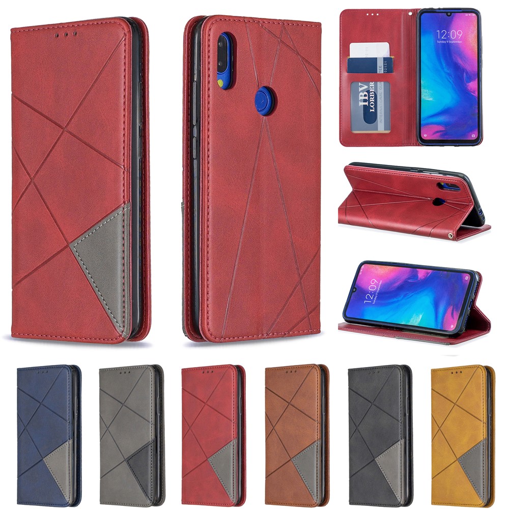 Geometric Pattern Leather Card Holder Case for Xiaomi Redmi Note 7 / Note 7 Pro (India) / Note 7S - Black-10