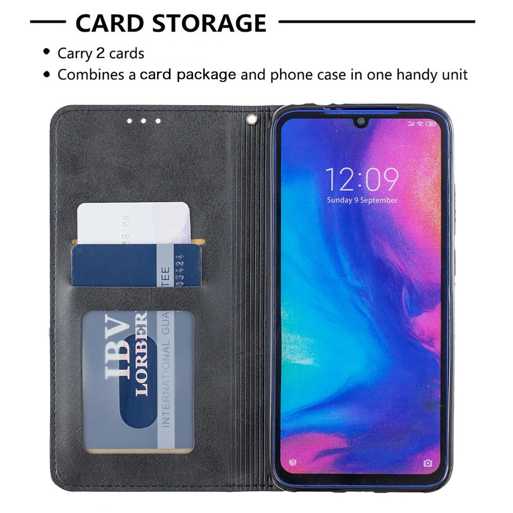 Geometric Pattern Leather Card Holder Case for Xiaomi Redmi Note 7 / Note 7 Pro (India) / Note 7S - Black-4