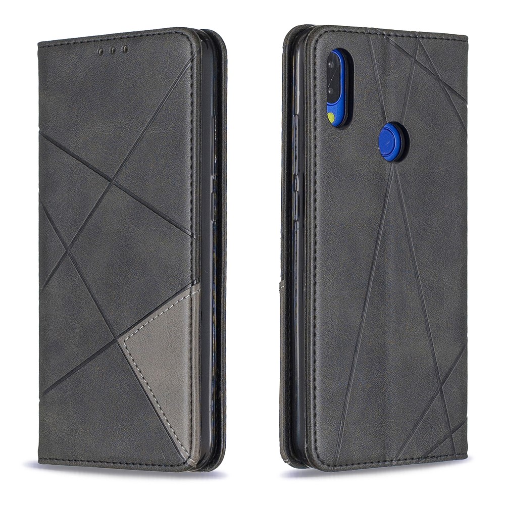 Geometric Pattern Leather Card Holder Case for Xiaomi Redmi Note 7 / Note 7 Pro (India) / Note 7S - Black-9