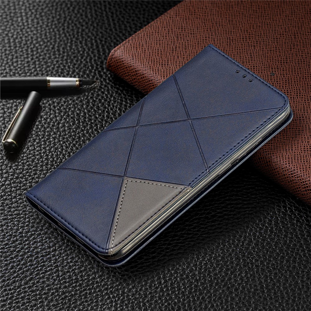 Custodia In Pelle Con Motivo Geometrico Per Xiaomi Redmi Note 7 / Note 7 Pro (india) / Nota 7S - Blu-5