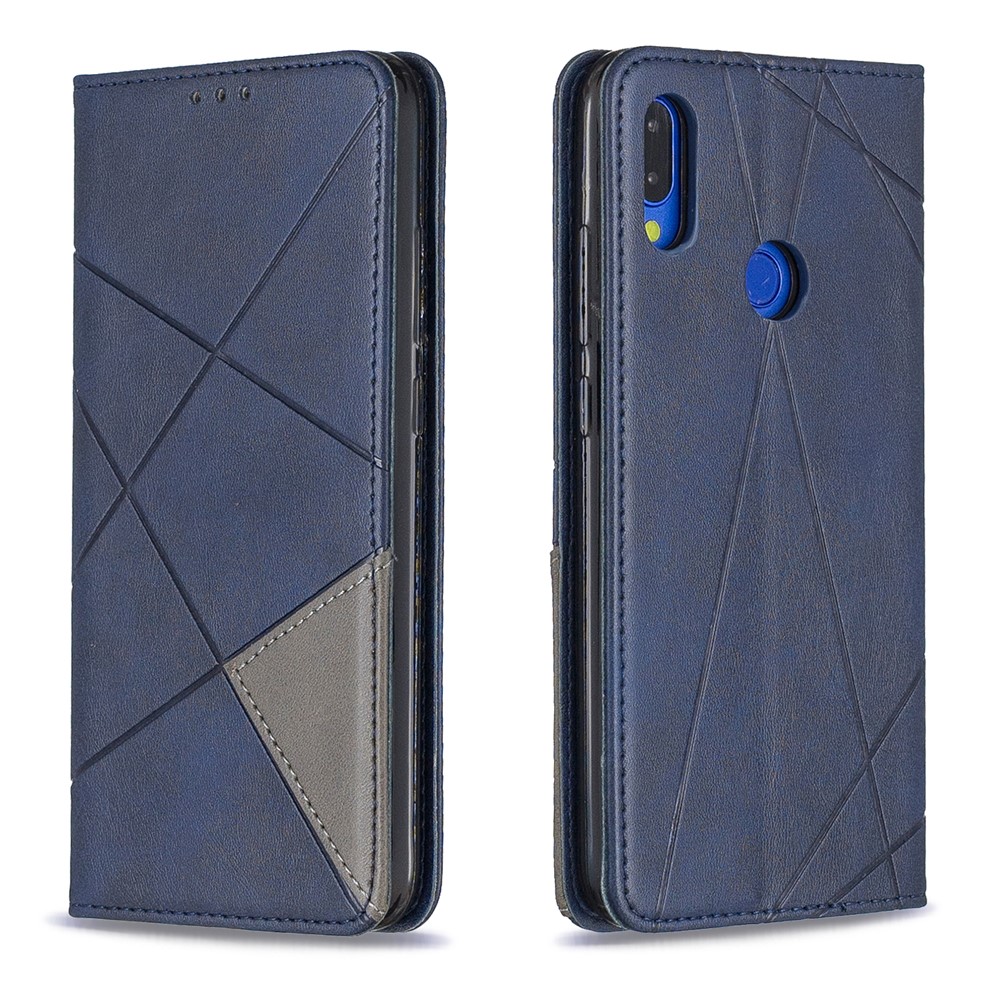 Custodia In Pelle Con Motivo Geometrico Per Xiaomi Redmi Note 7 / Note 7 Pro (india) / Nota 7S - Blu-9