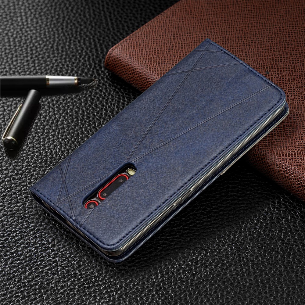 Caso De Suporte De Cartão De Padrão Geométrico De Couro Para Xiaomi Redmi K20 / Mi 9T / Xiaomi Redmi K20 Pro / Mi 9T Pro - Azul-6