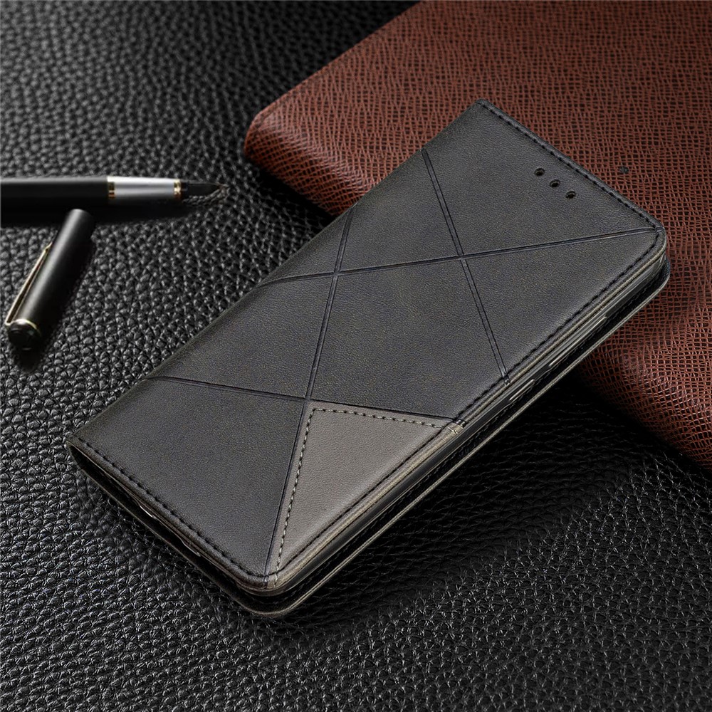 Case de Cartera de Cuero de Patrón Geométrico Para Xiaomi Redmi 7a - Negro