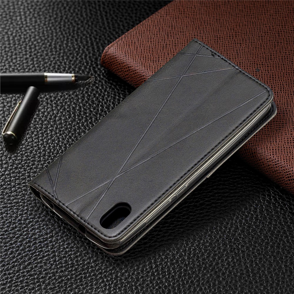 Étui du Support de Carte en Cuir de Motif Géométrique Pour Xiaomi Redmi 7A - le Noir-6