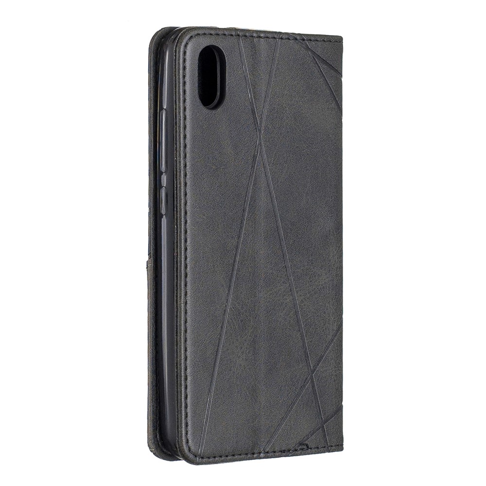 Étui du Support de Carte en Cuir de Motif Géométrique Pour Xiaomi Redmi 7A - le Noir-8