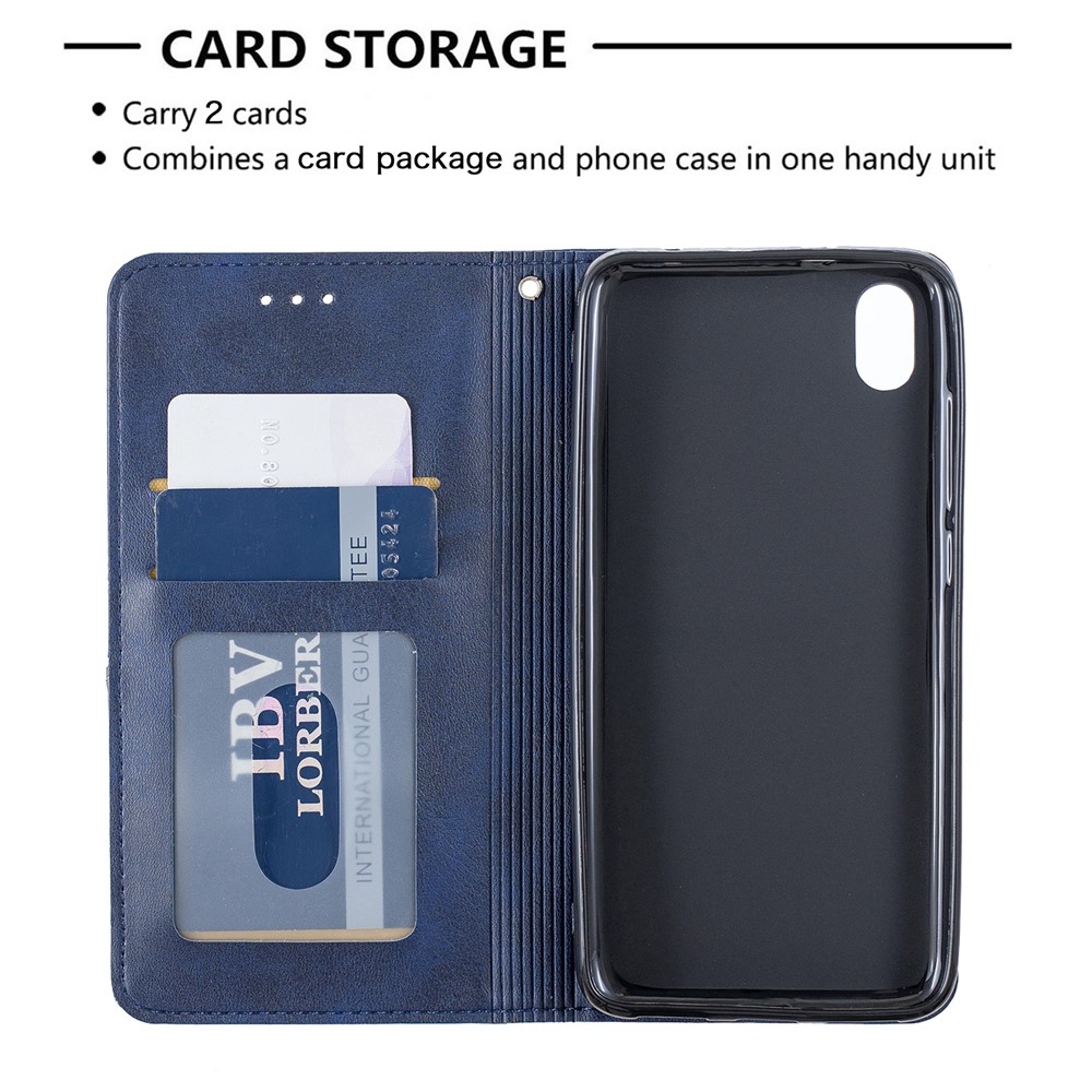 Geometric Pattern Leather Card Holder Case for Xiaomi Redmi 7A - Blue-4