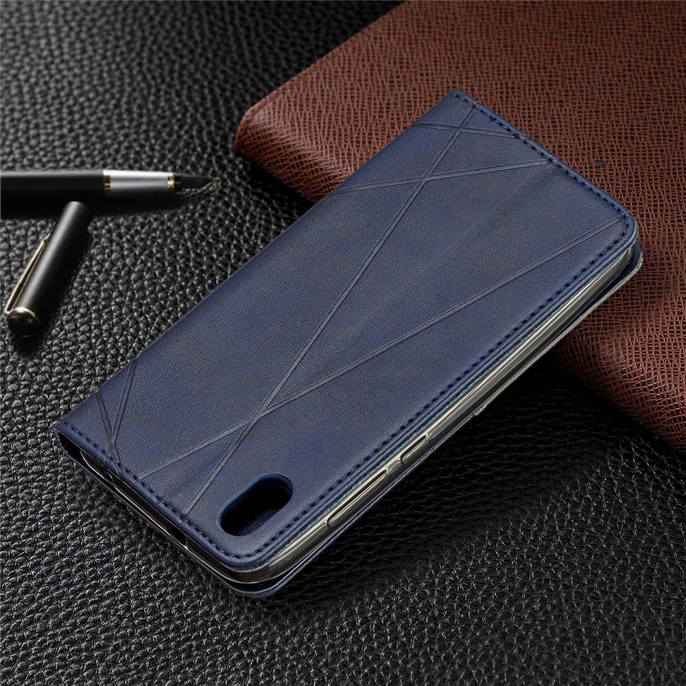 Case de Cartera de Cuero de Patrón Geométrico Para Xiaomi Redmi 7a - Azul-6