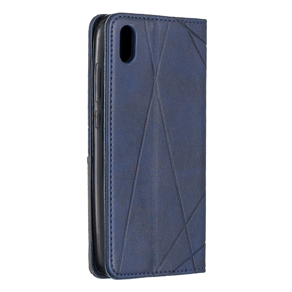 Étui du Support de Carte en Cuir de Motif Géométrique Pour Xiaomi Redmi 7A - Bleu