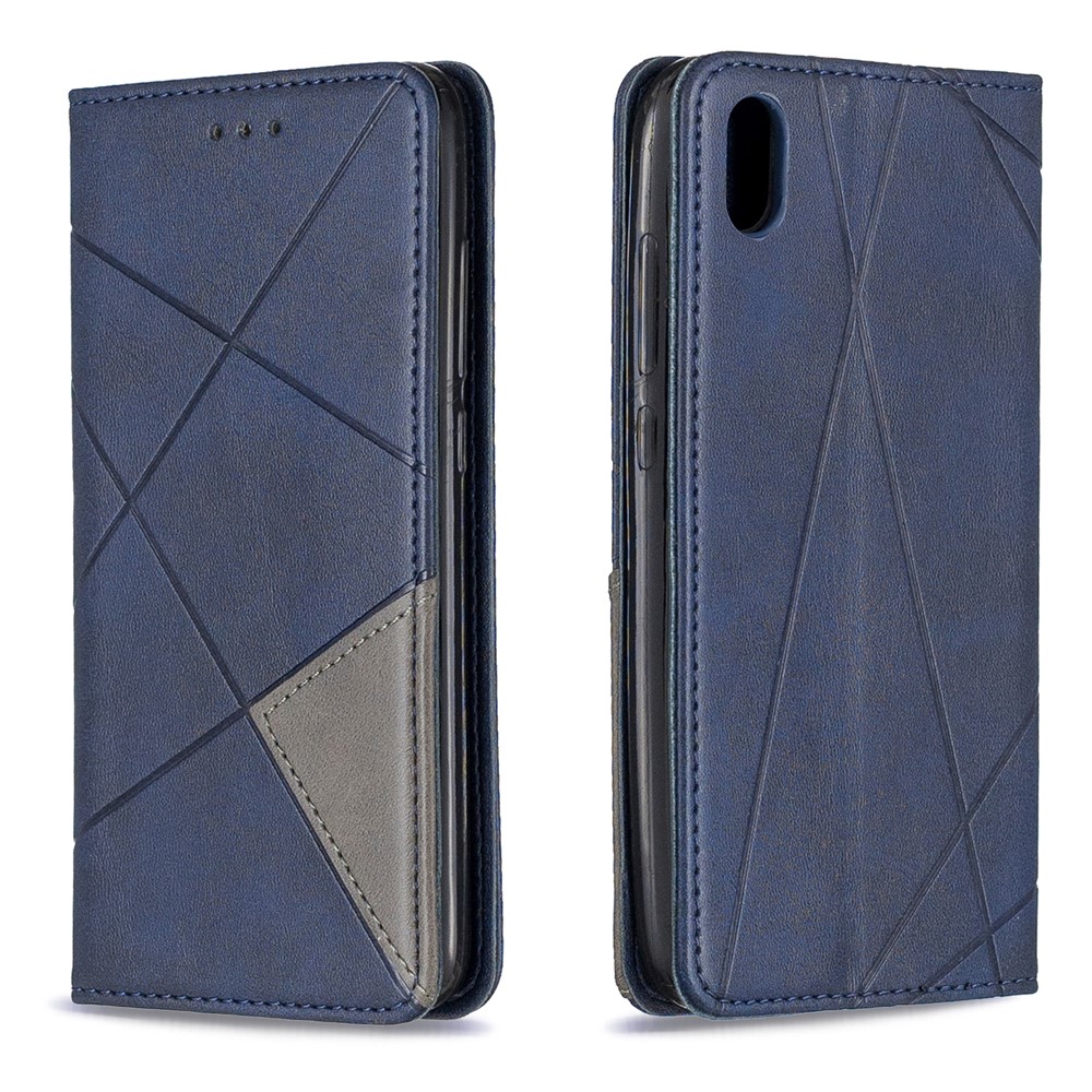 Geometric Pattern Leather Card Holder Case for Xiaomi Redmi 7A - Blue-9