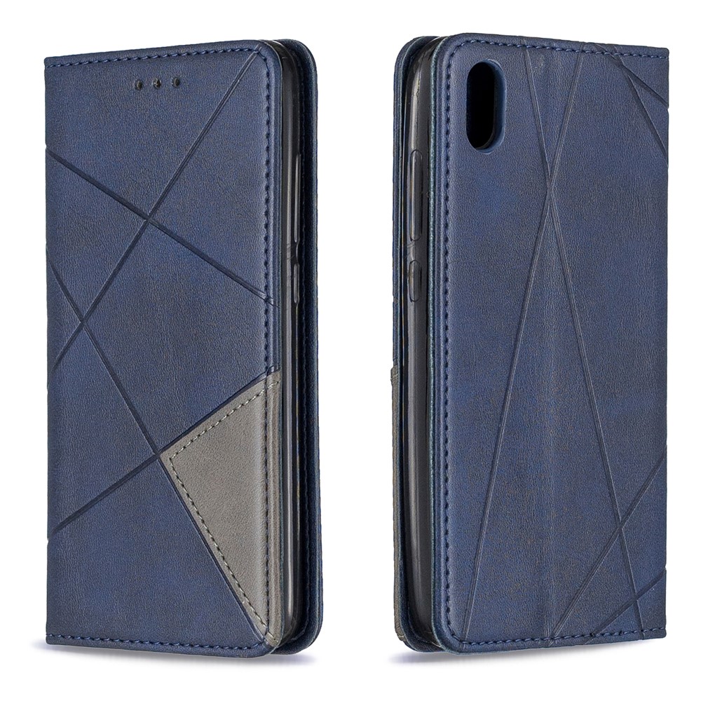 Case de Cartera de Cuero de Patrón Geométrico Para Xiaomi Redmi 7a - Azul-9