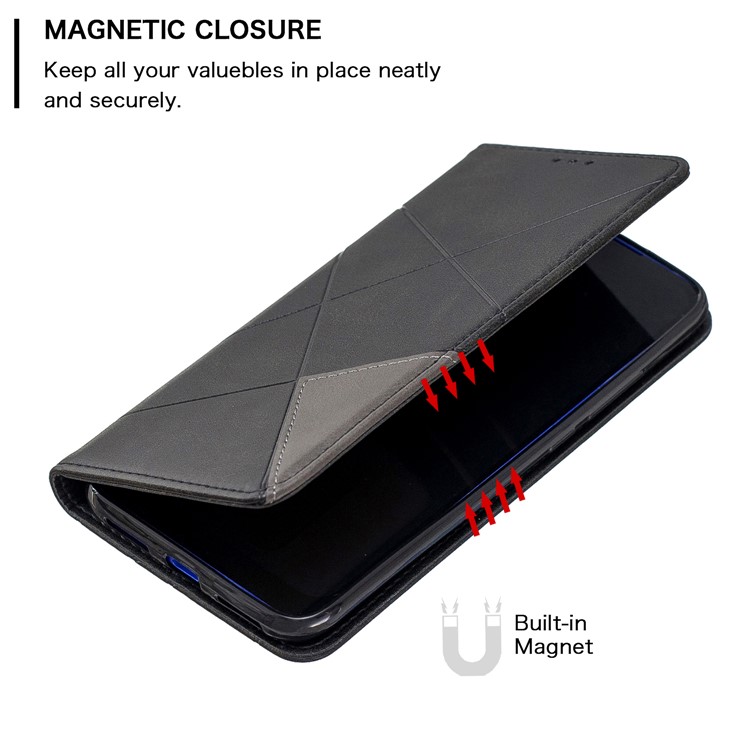 Geometric Pattern Leather Card Holder Case for Xiaomi Redmi 7 / Redmi Y3 - Black-3