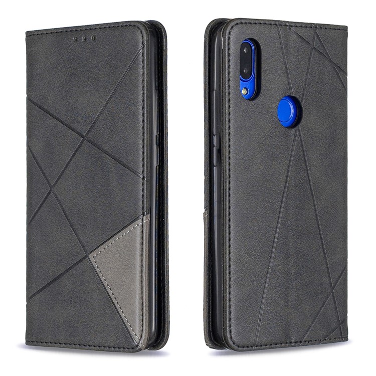 Geometric Pattern Leather Card Holder Case for Xiaomi Redmi 7 / Redmi Y3 - Black-9