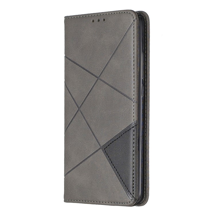 Funda De Cuero Con Patrón Geométrico Para Xiaomi Redmi 7 / Redmi Y3 - Gris-7