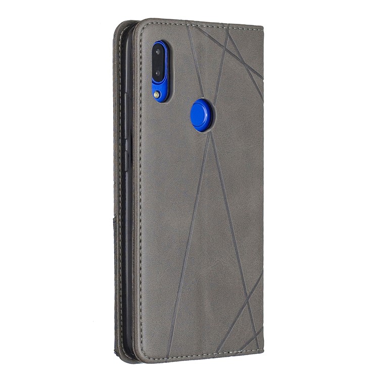 Funda De Cuero Con Patrón Geométrico Para Xiaomi Redmi 7 / Redmi Y3 - Gris-8