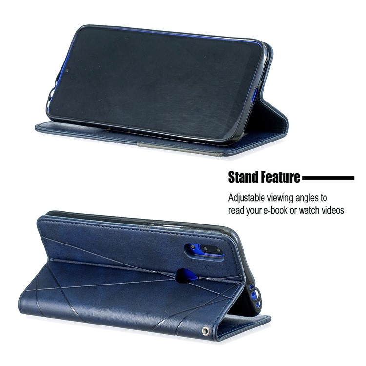 Geometric Pattern Leather Card Holder Case for Xiaomi Redmi 7 / Redmi Y3 - Blue-2