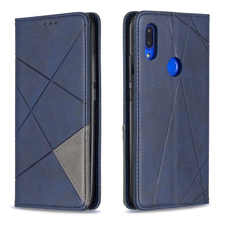 Geometric Pattern Leather Card Holder Case for Xiaomi Redmi 7 / Redmi Y3 - Blue-9