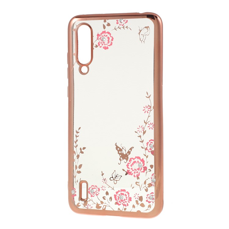 Electroplated Rhinestone TPU Phone Back Case for Xiaomi Mi 9 Lite/ Mi CC9/ Mi CC9 Meitu Edition - Rose Gold-2